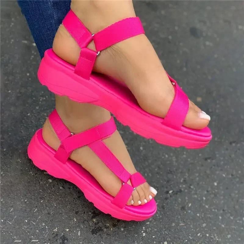 Beach Shoes Woman 2023 Summer Sandals Woman Non-Slip Casual Multi Color Shoes Fashion Solid Open Toe Sandals Daily Comfortable