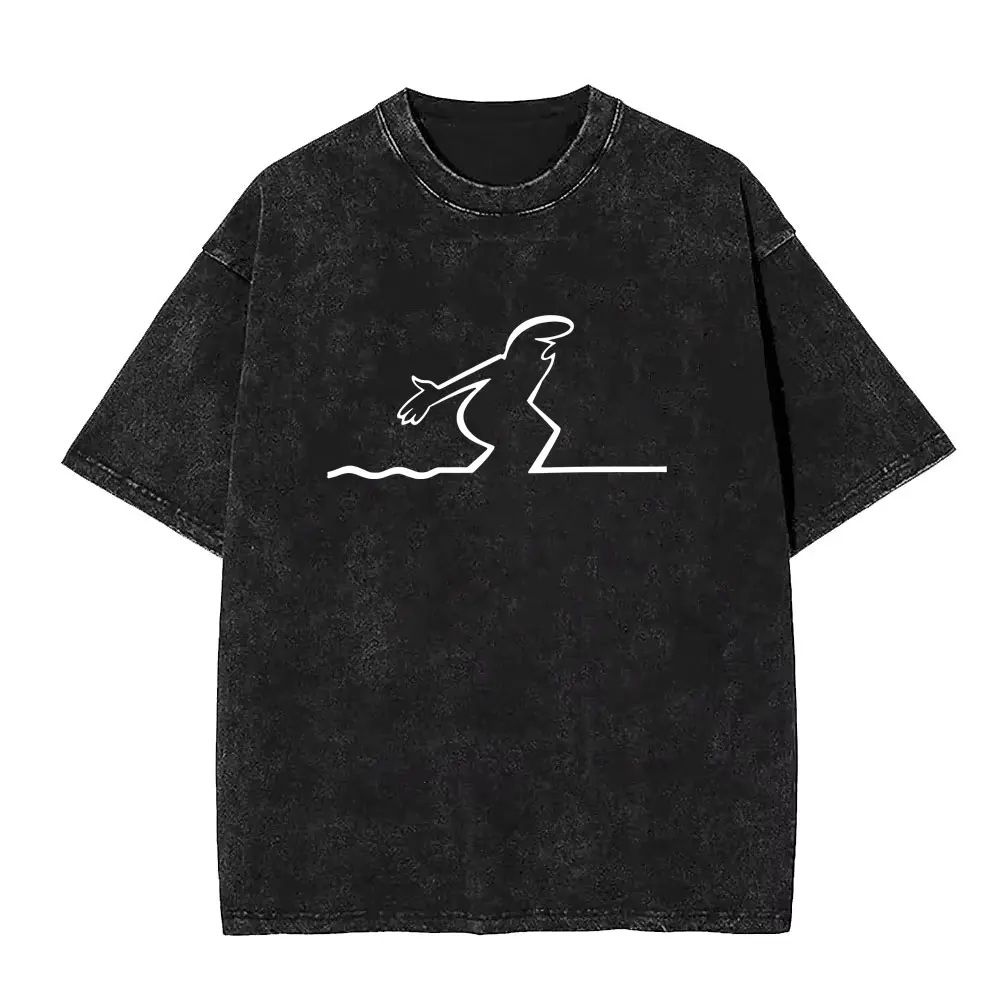 

Washed Vintage Osvaldo Cavandoli La Linea Surfing Print T Shirt Men Women Clothing Anime Funny Oversized Short Sleeve T-shirts