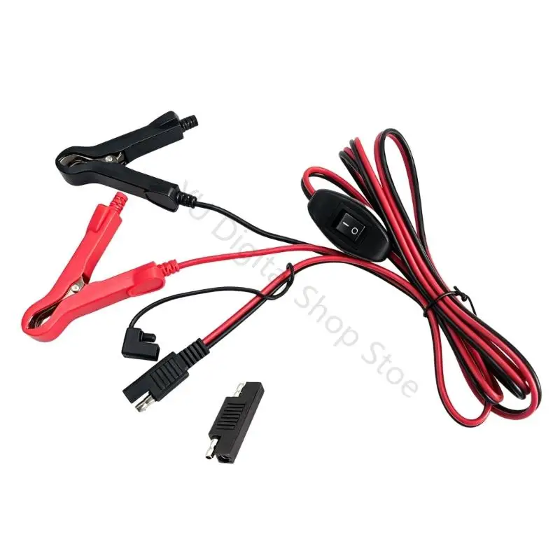 96BA 16AWG 12V Battery Clamp Cord with Red Positive and Black Negative Sides