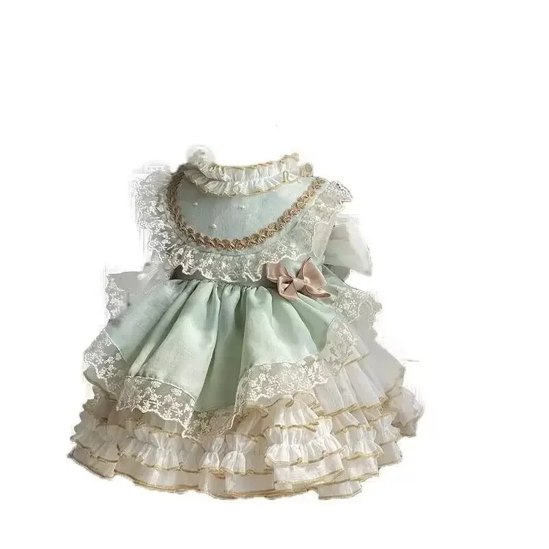 Ragazze lolita vestito per bambini 2024 estate pizzo viola rosa verde vestito da festa di compleanno carino principessa bambola vestito adolescente per le ragazze MN