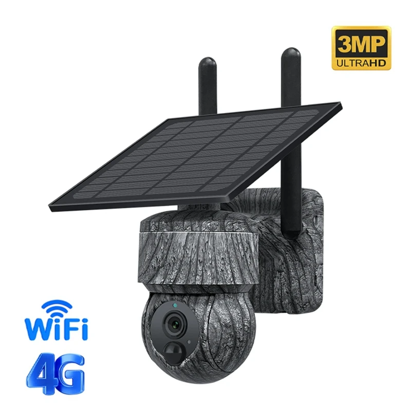 SIM 태양광 PTZ 카메라, 와이파이 야외 무선 IP 카메라, 태양광 패널 포함, 양방향 오디오 보안 CCTV 카메라, 내구성, 5MP, 4G