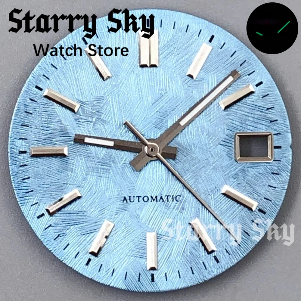 Starry Sky New 29mm Snow Texture Watch Dial With Green Luminous Watch Hands Suitable For NH35 Automatic Movement Watch Accessory
