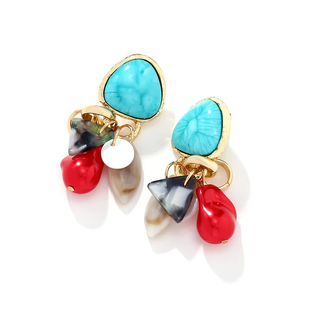 2024 New ZAA Colorful Resin Beads Geometric Drop Earrings for Women Fashion Holiday Party Jewelry Gifts Wholesale