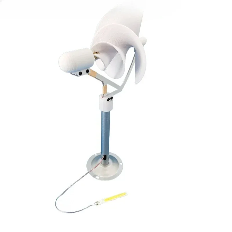 Rose shaped model of micro spiral wind turbine for starting scientific experiments with a gentle breeze Power generation lamp