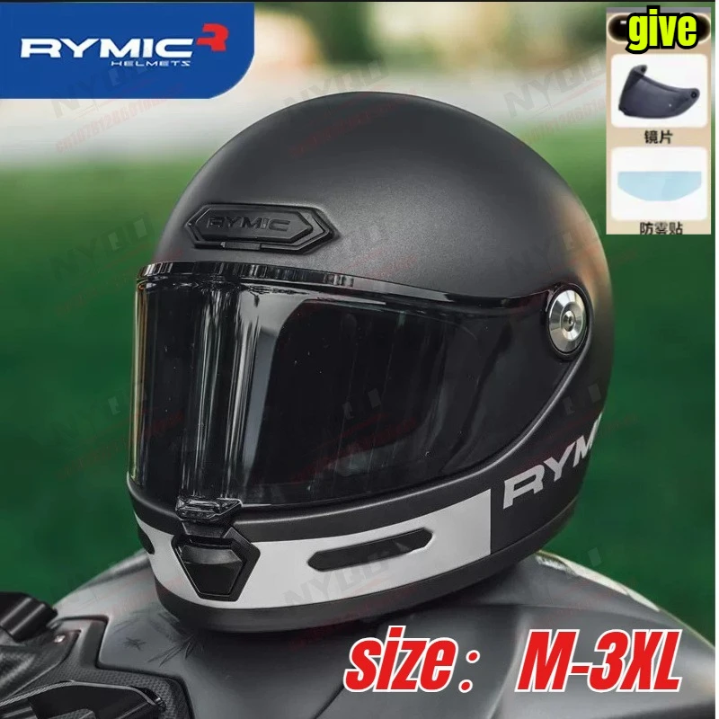 

RYMIC Retro Motorcycle Helmet Full Face Helmet Knight Men Locomotive Capacete Electric Motobike for adult DOT ECE Certification