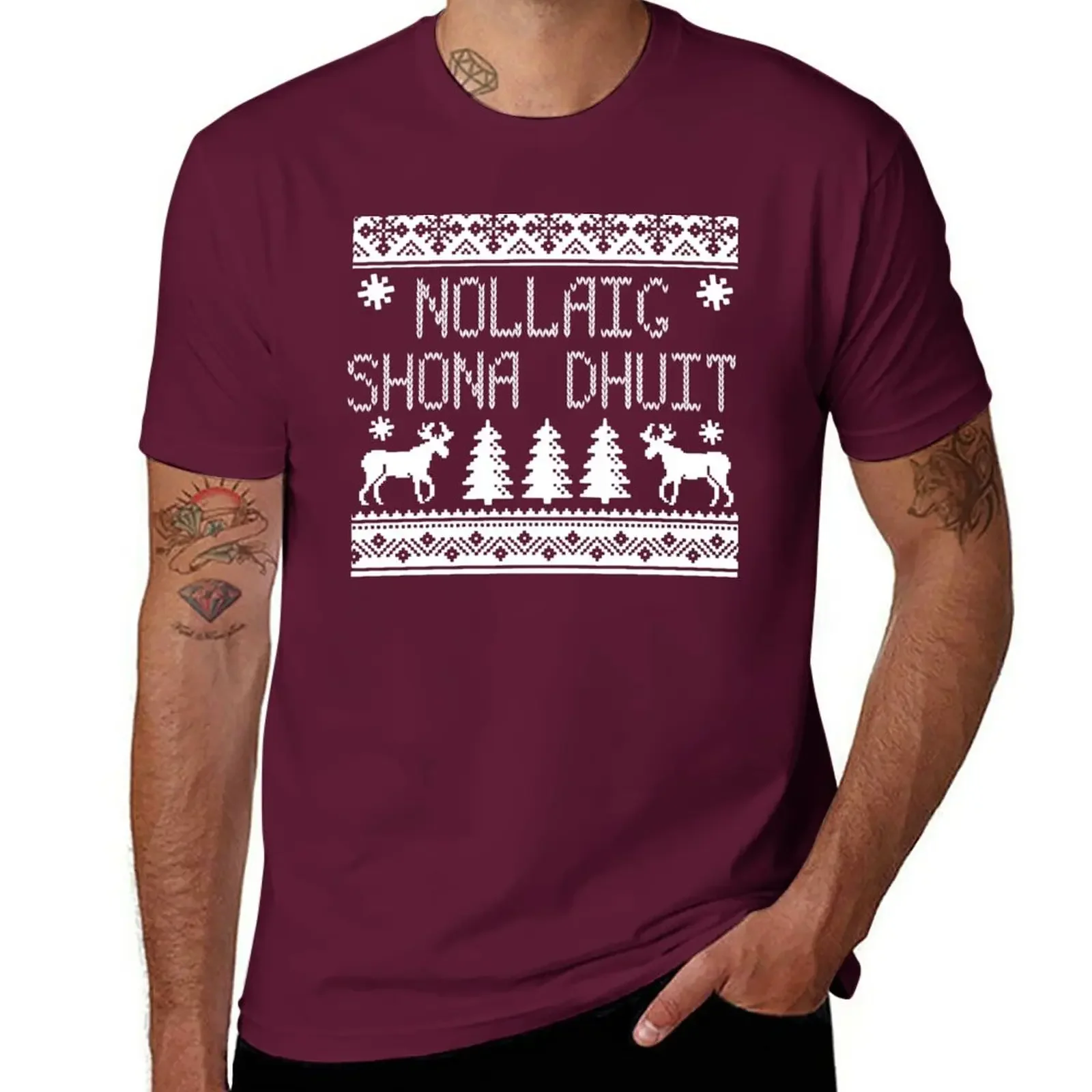 Nollaig Shona Dhuit Ugly Christmas T-Shirt plain plus sizes mens champion t shirts