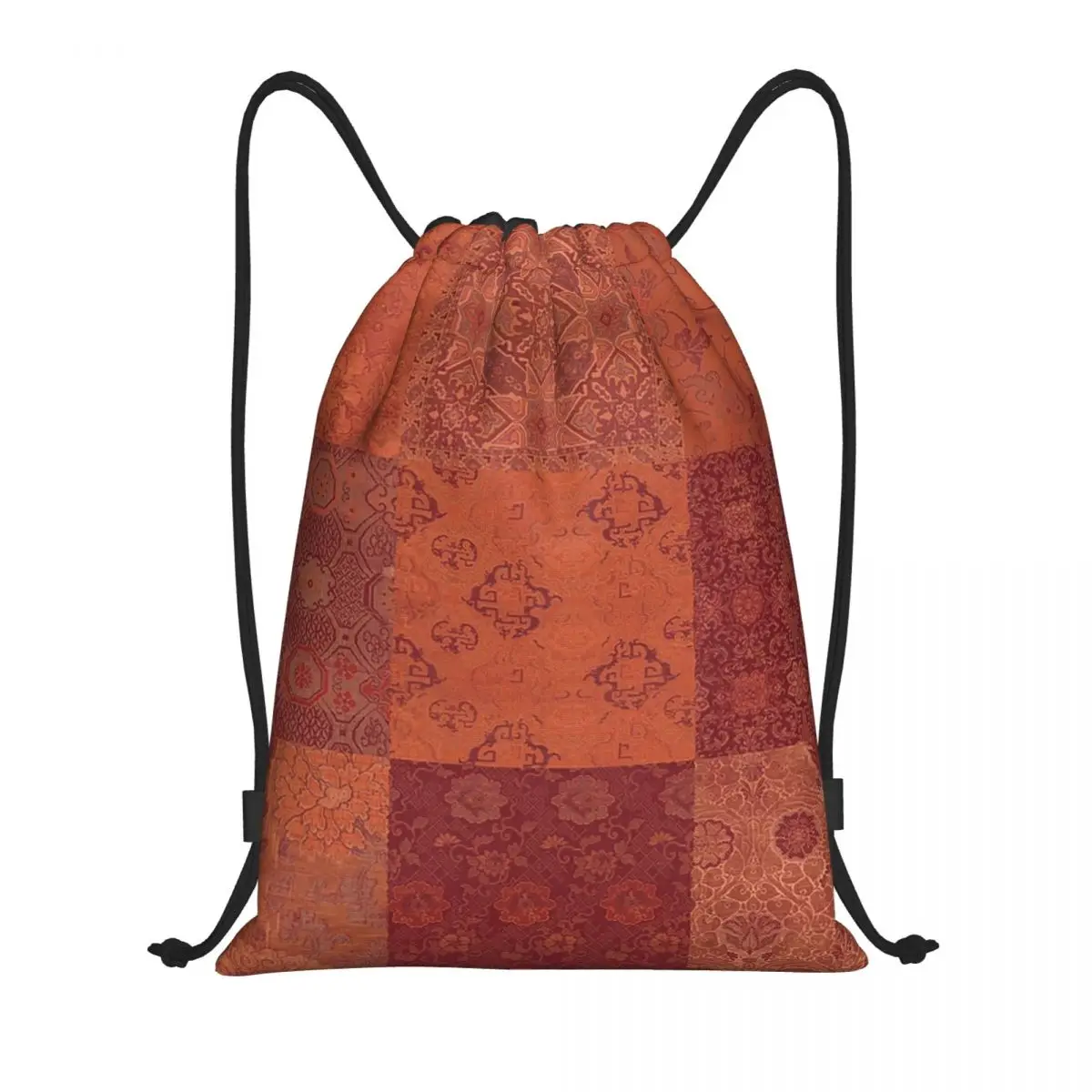 

Vintage Bohemian Quilt In Burnt Orange Backpacks Portable Drawstring Bags Sports Bag Book Bags for Man Woman Students