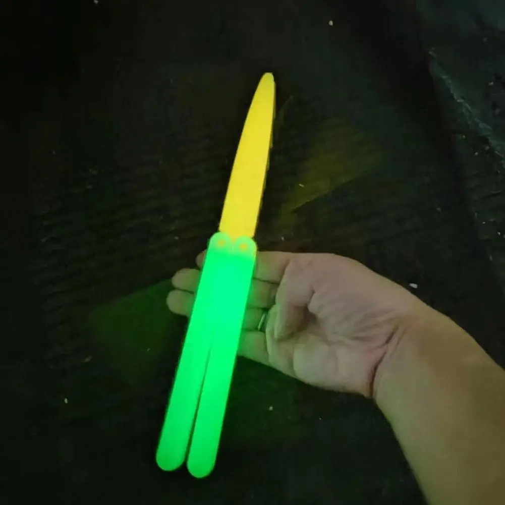 Glowing Butterfly Knife 3D Printing Gravity glow Knife Jumping Small Radish Knife Mini Model Pendant Push Card Decompression Toy