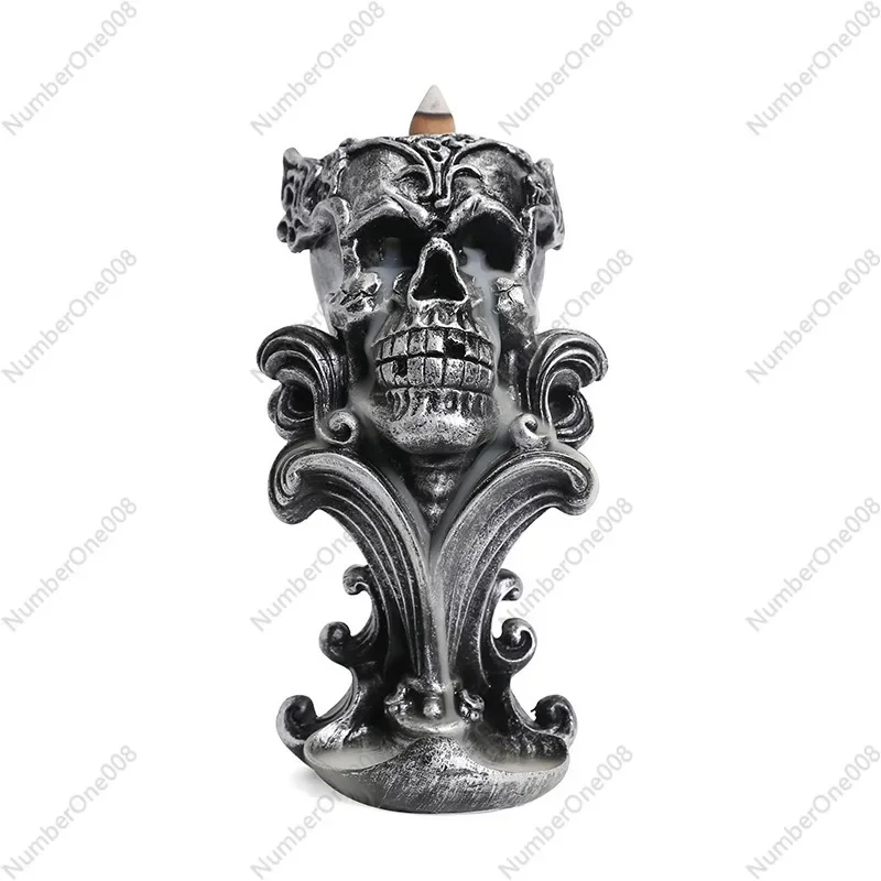 Resin Backflow Incense Burner, Gothic Skull Chalice Incense Holder