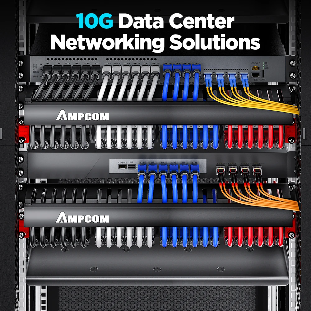 AMPCOM Module LC modul Transceiver SFP + dupleks Mode tunggal, serat optik industri SMF 1310nm 10km 20km untuk Cisco dll.