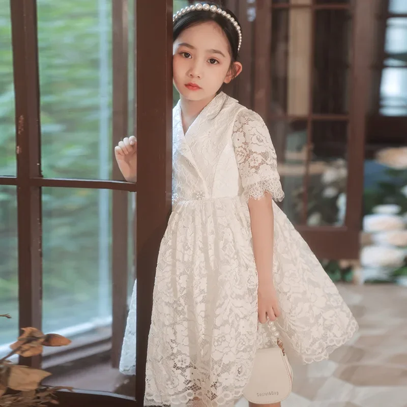 Baby 1st Birthday Wedding Party Dress Girl Princess Dress Lace Dresses Baptism Short Sleeves Dress Teen Boutique Ball Gown