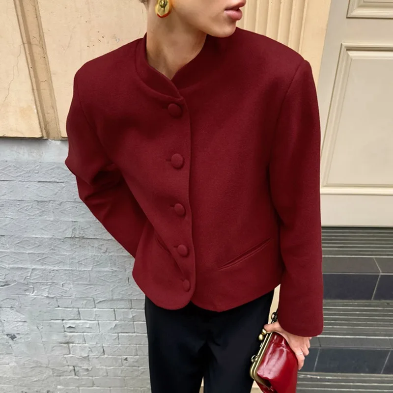 

Talenza модная красная куртка новая винтажная уличная однобортная куртка с круглым вырезом роскошные повседневные лоскутные женские шикарные куртки