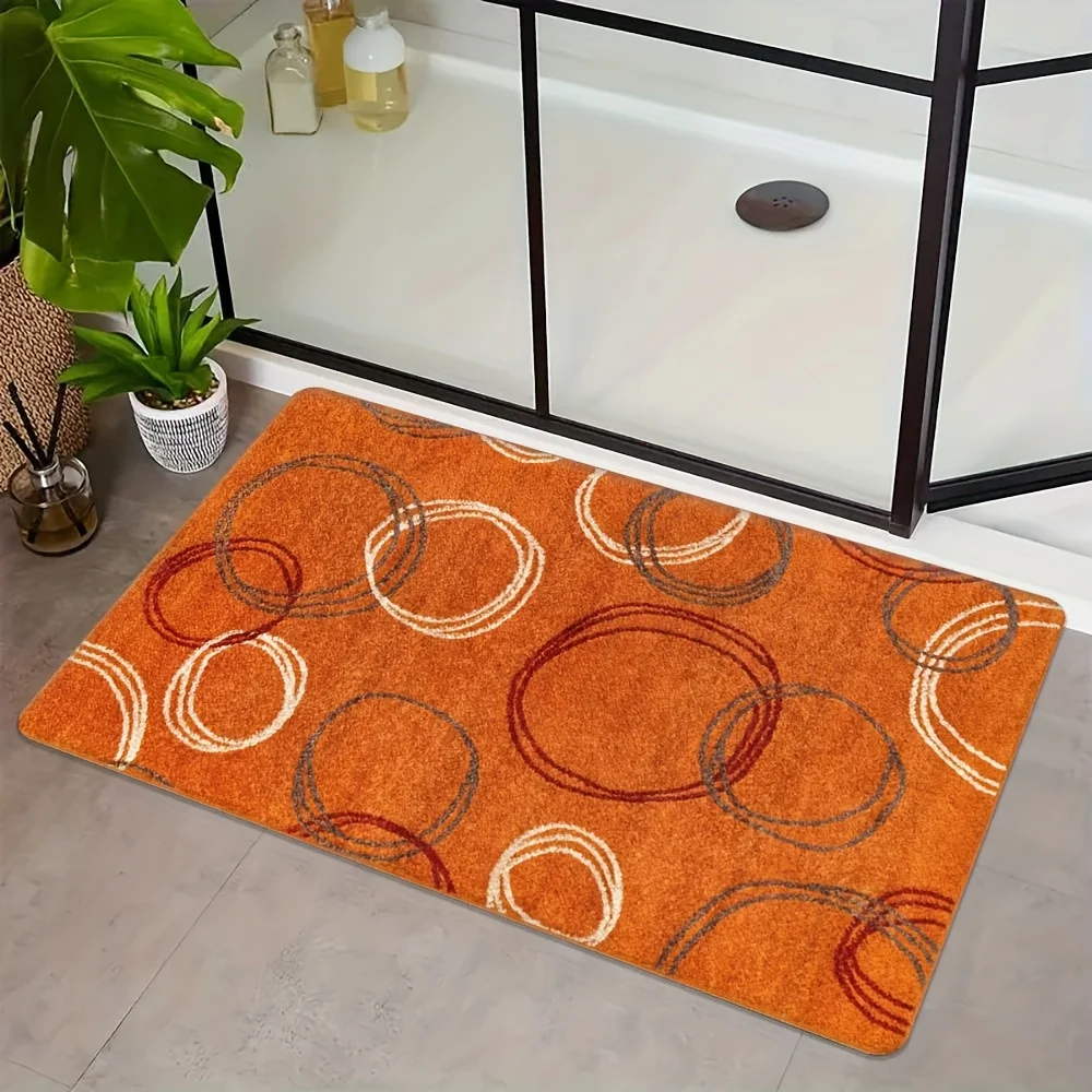 

Оранжевый круглый коврик для двери – яркий многоцветный узор в виде колец, современный абстрактный коврик для прихожей, гостиной, кухни