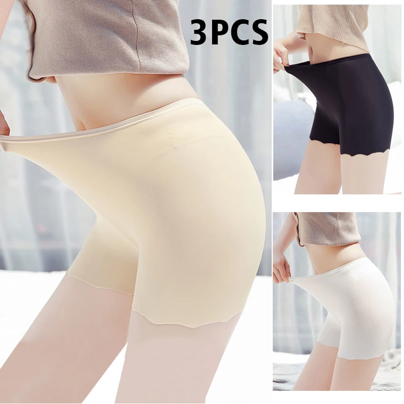 3pcs Women Underwear Slimming Shorts Seamless High Waist Shaper Panties Stretch Underware Stretch Safety Short Pants Ice Silk