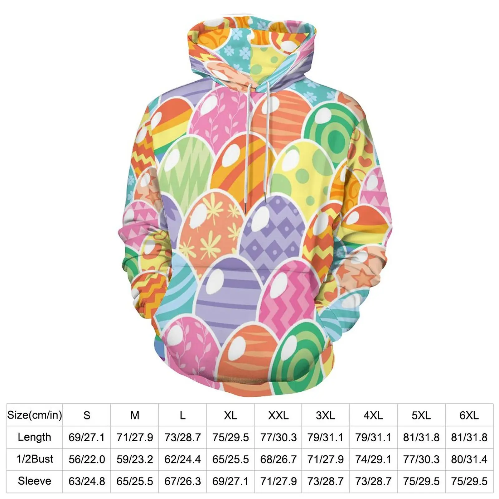 Easter Day Hoodies Colorful Eggs Print Classic Casual Pullover Hoodie Long Sleeve Y2k Printed Hooded Sweatshirts Birthday Gift