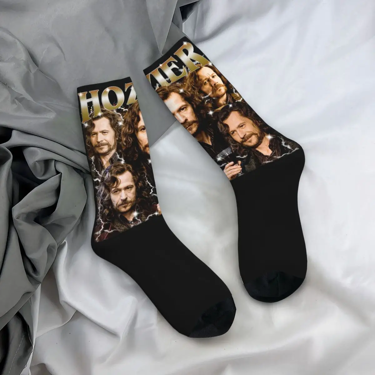 Meias Crazy Hozier Memory masculinas, acessórios pirata, meias esportivas confortáveis, presente de casa HP, primavera, outono, inverno