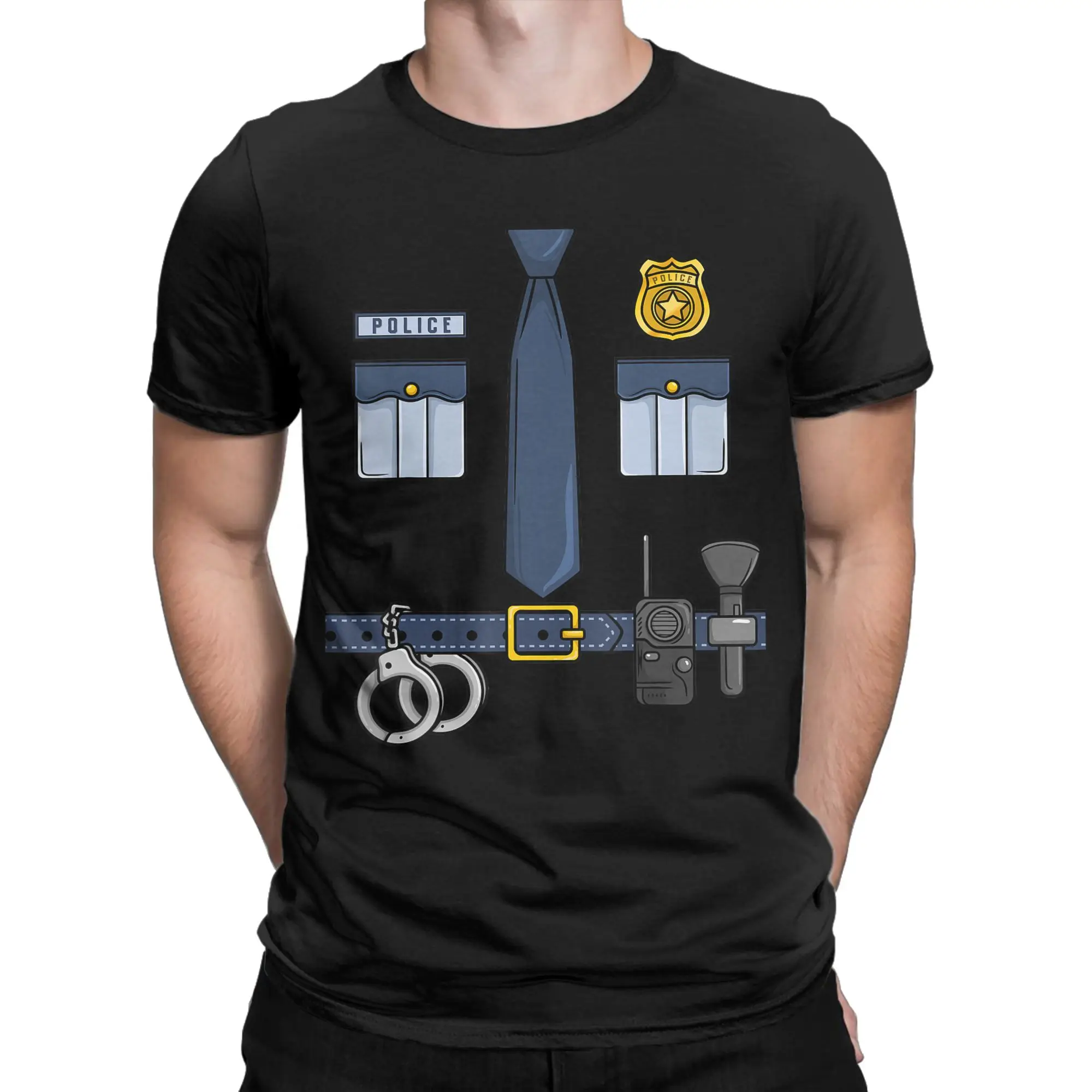 Halloween Policeman Costume Halloween Police Y2K Funny T Shirts Summer O Neck Fashion Tee Shirt Design Oversized Tops