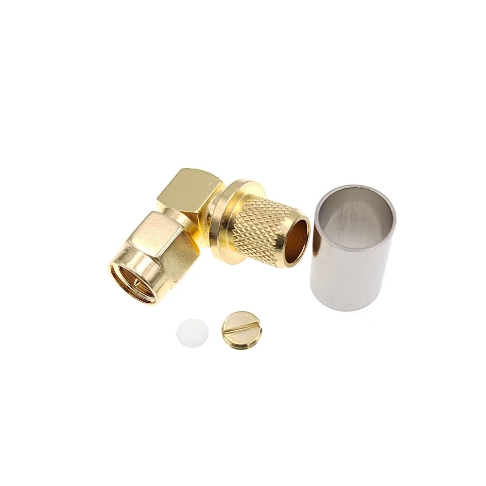 

100pcs SMA Male 90 Degree Right Angle for RG5 RG6 5D-FB LMR300 Cable Straight Adapter