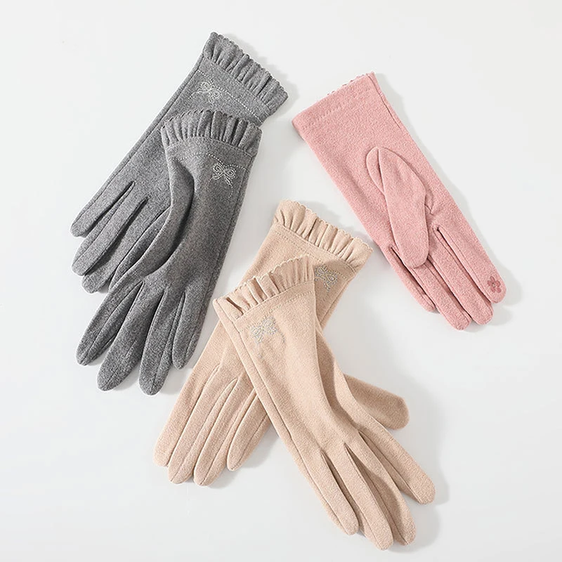 Winter Women's Warm Touch Screen Plush Fleece Gloves Elegant Fashion Personality Soft Driving Cycling Gloves