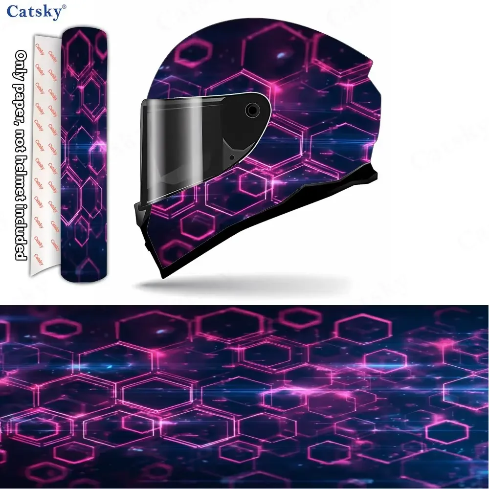 Adesivo hexagonal de PVC para capacete de motocicleta, adesivo autoadesivo à prova d'água, filme decorativo resistente a arranhões, adequado para Fu