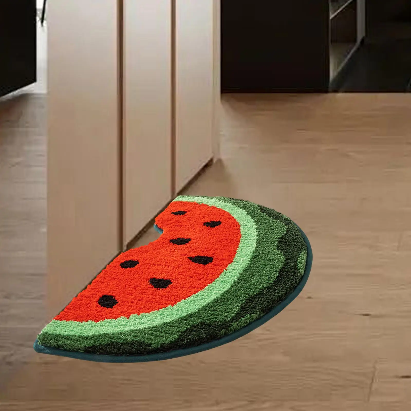 Bathroom Floor Mat Watermelon Shaped Shower Rug Decor Bath Carpet Washable Area