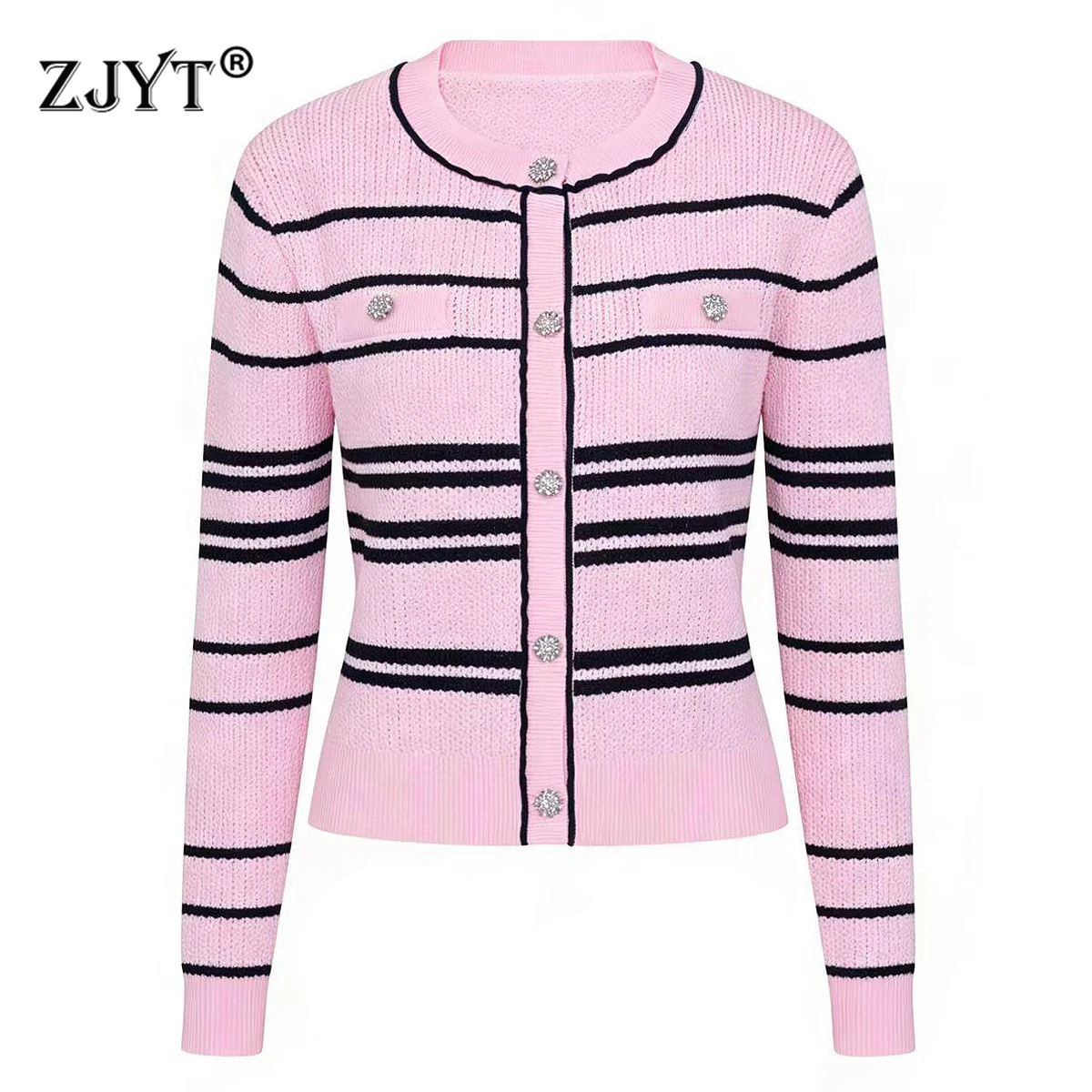 

ZJYT Весенние Новые Полосатые Кардиганы и Вязаные Топы для Женщин, Свитеры с Длинным Рукавом, Джемперы, Розовый, Зеленый, Модель 2026