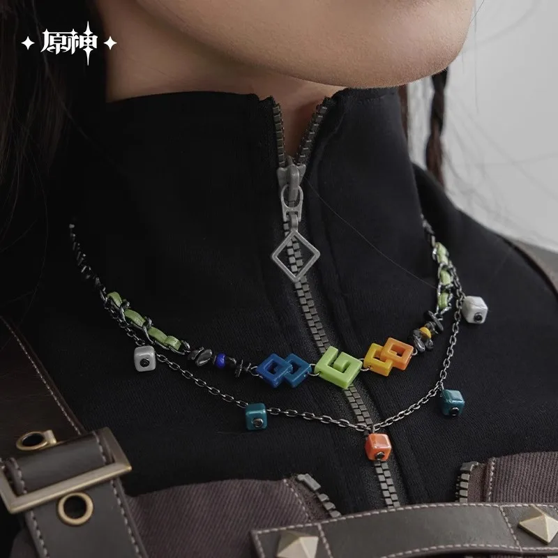 miHoYo Game Official Kinich Necklace Genshin Impact Kinich Theme Double Layered Short Necklace Accessories Cosplay Xmas Gifts