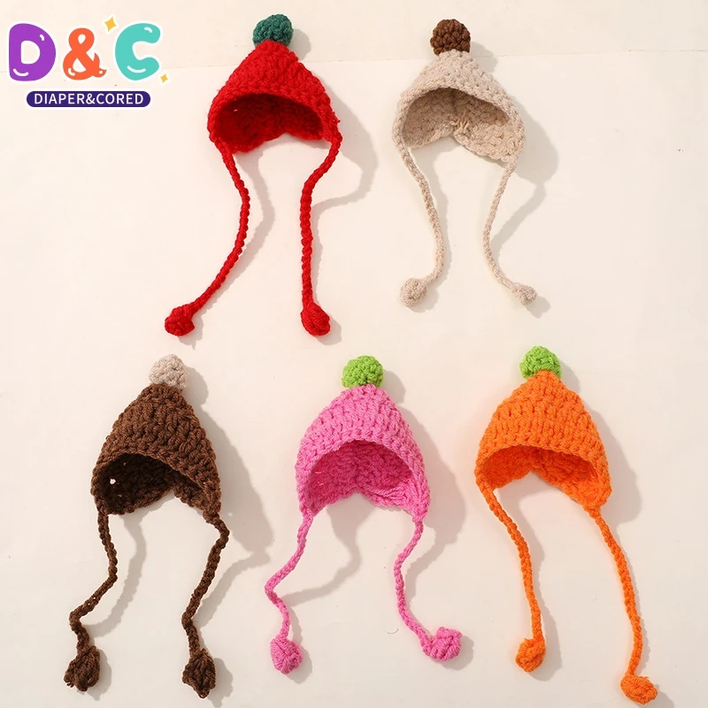 Cute Doll House Doll Hat Mini Straps Handmade Woven Hook Knitted Woolen Head Covers Cartoon DIY Doll Decoration Toy For Children