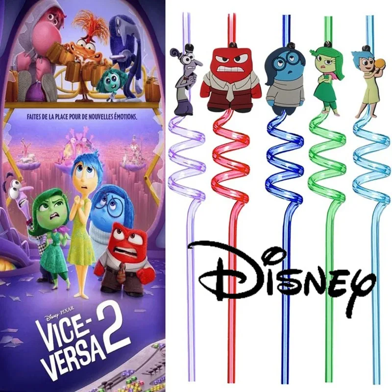 

Inside Out 2 Straw Disney Cartoon Animation Characters Happy Sad Angry Inside Out Kawaii Party Kids Drinking Straw Kids Gift