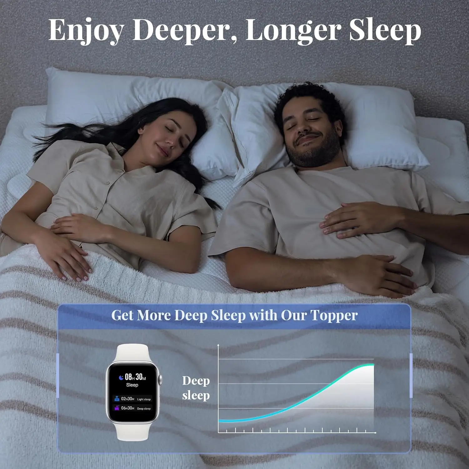 Topper de colchão king de camada dupla de 4 polegadas, espuma de memória de gel de 2 polegadas, almofada superior de travesseiro alternativo de 2 polegadas, capa de colchão para cama