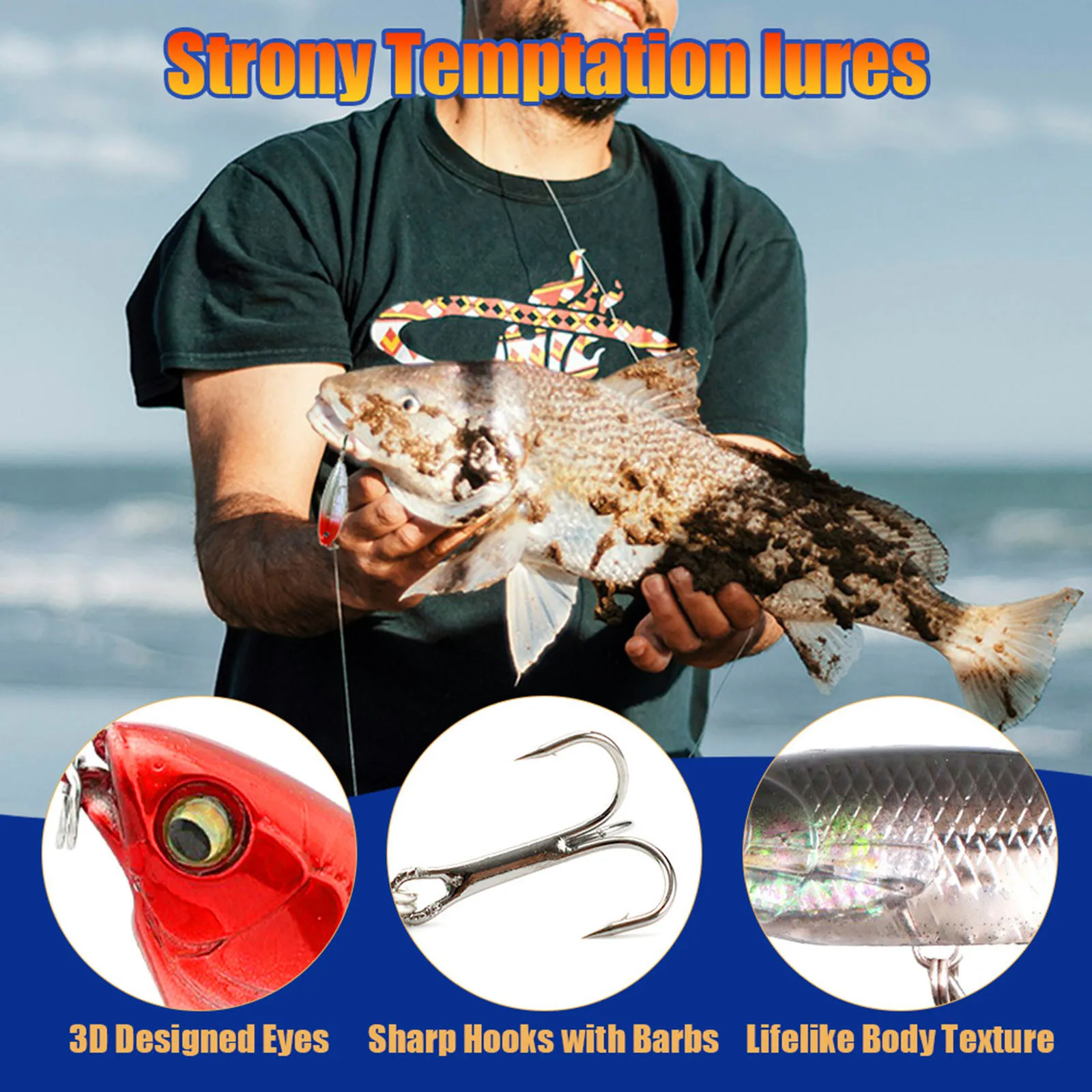 24 Pezzi Esche da Pesca Set Vari Esche Artificiali Ganci e Attrezzatura Accessori Esca da Pesca Cieca Scatola per Pescatore Regalo di Festa