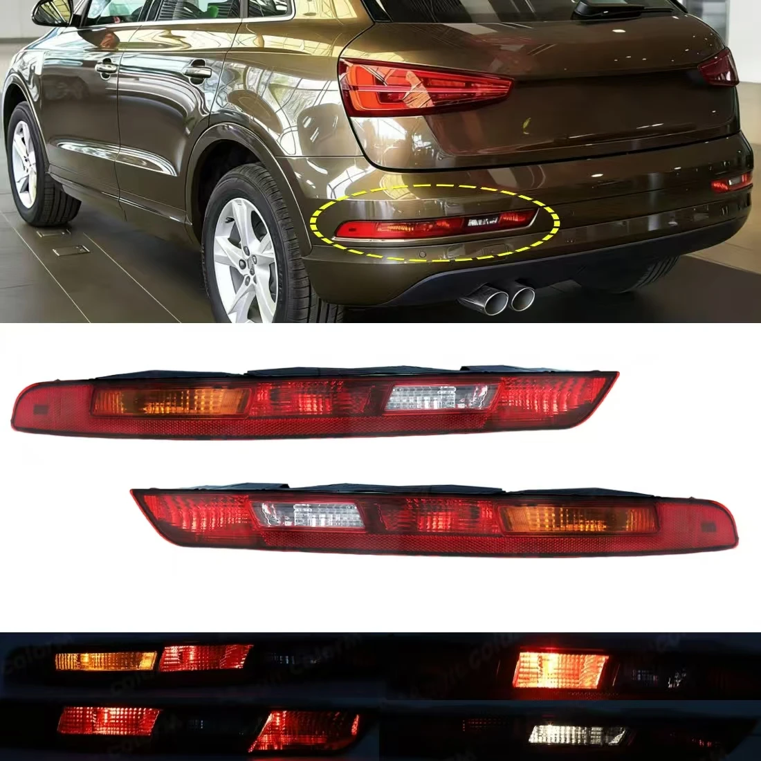 

Для Audi Q3 2011-2015, 2016-2018: задний бампер, фонарь заднего хода, стоп-сигнал 8U0945095B, 8U0945096B, 8UD945095, 8UD945096