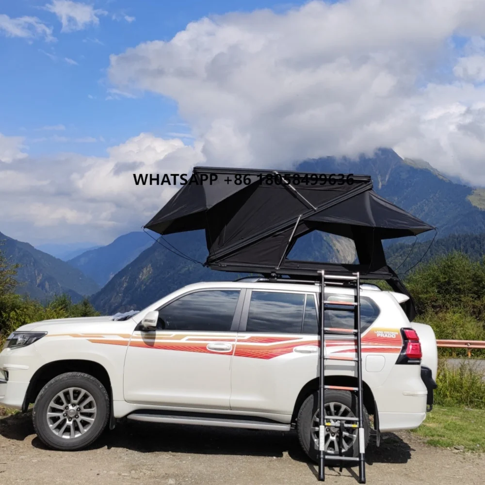 

XL Large Z-Shape Car Rooftop Tent 4-Person Winter Camp Aluminium Hard Shell Trailer Toof Tents for Vehicle Protection