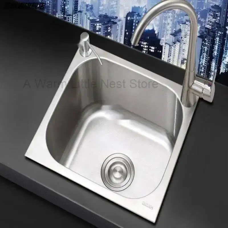 

Stainless Steel Kitchen Sinks Small Single Sink Home Balcony Bar Mini Washbasin Undercounter Basin Modern Kitchen Accessories