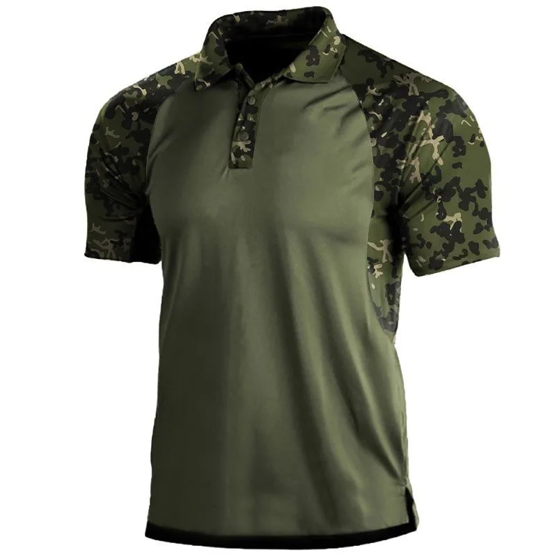 Heren Kleding Zomer Camo Amerikaanse Vlag Print Outdoor T-Shirts Mannelijke Militaire Tactische Korte Mouw Poloshirt Jacht Wandelen Top