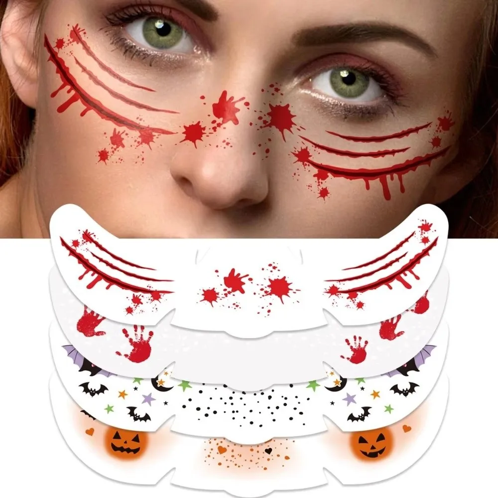Fashion Waterproof Halloween Face Tattoo Sticker Freckles DIY Halloween Makeup Sticker Hot Stamping Makeup Patch Halloween Party