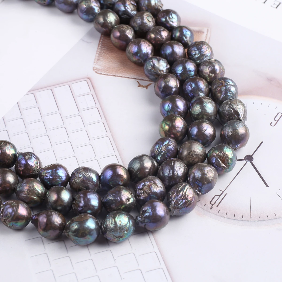 Natural Pearl Black Baroque Round Bead Plump Shape Elegant Appearance for DIY Jewelry Making Handmade Bracelet Necklace