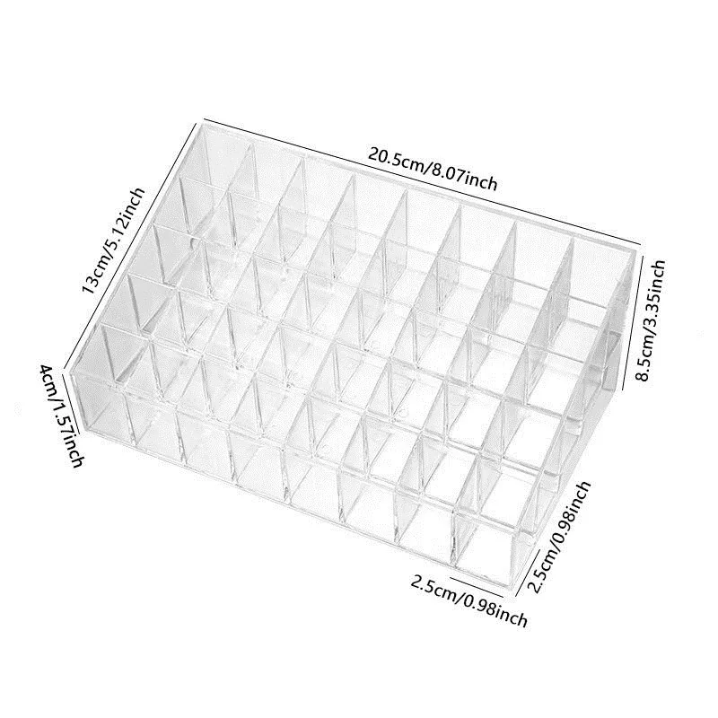 40-Fächer Transparenter Make-up Aufbewahrungsständer Plastik-Displayrahmen Nagellack Lippenstift Kosmetik Desktop-Organizer Halter NEU