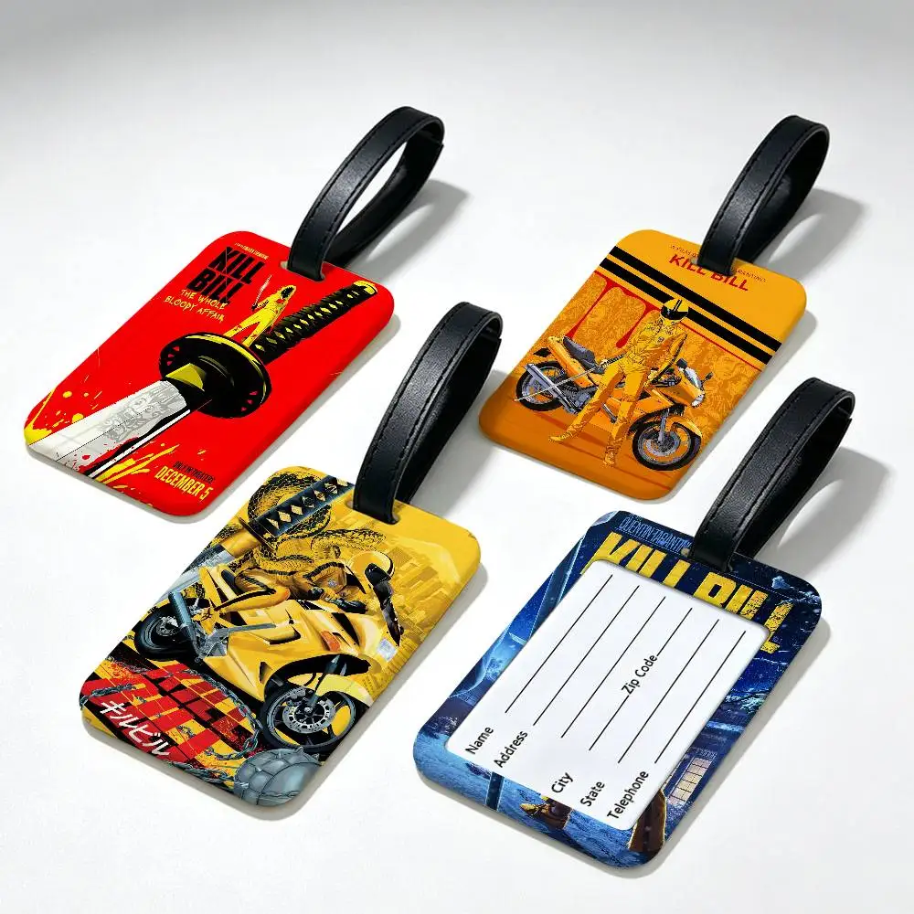 Movie K-Kill Bill Lightweight Anti lost PVC Luggage Tag Removable Info Card Sleeve Backpack Travel Accessory