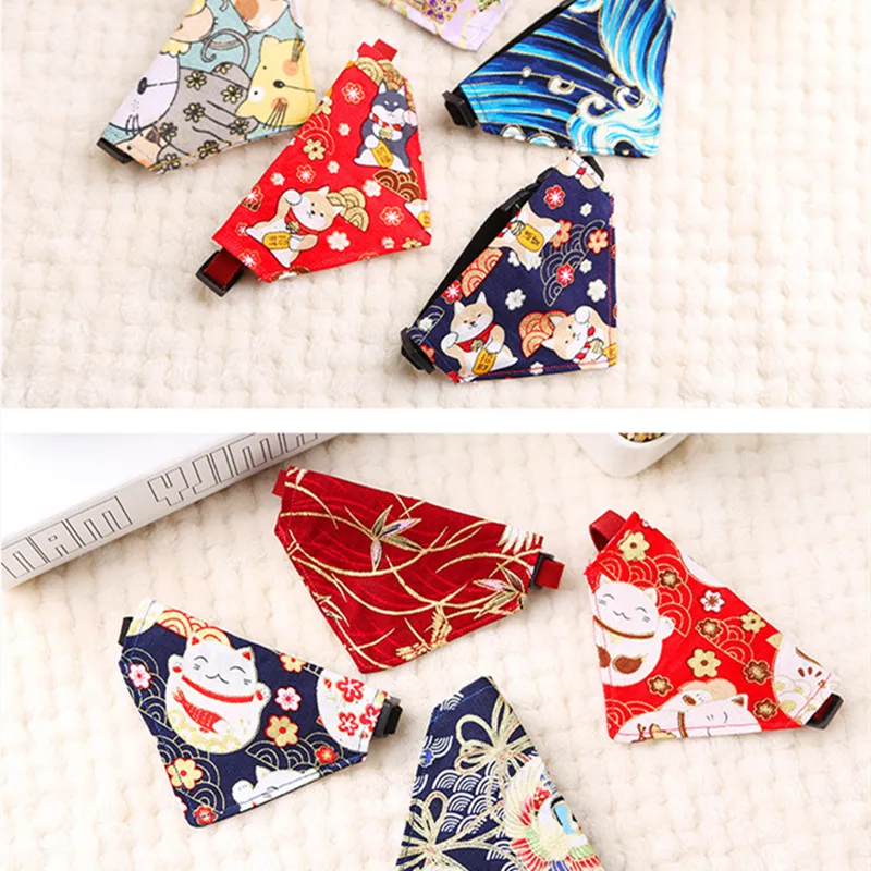 Adjustable Cat Bandana Collar Bow Tie Kitten Dog Cat Scarf Triangular Puppy Bandana Cats Necklace Scarf Cat Bibs Cat Accessories