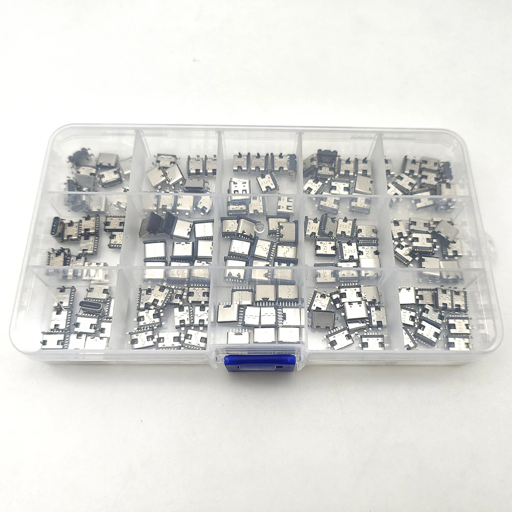 150Pcs/Box Type C USB Female Jack Connector 6Pin 16Pin Charging Port Dock PCB SMD SMT USB-C Socket For Phone DIY Repair Kit