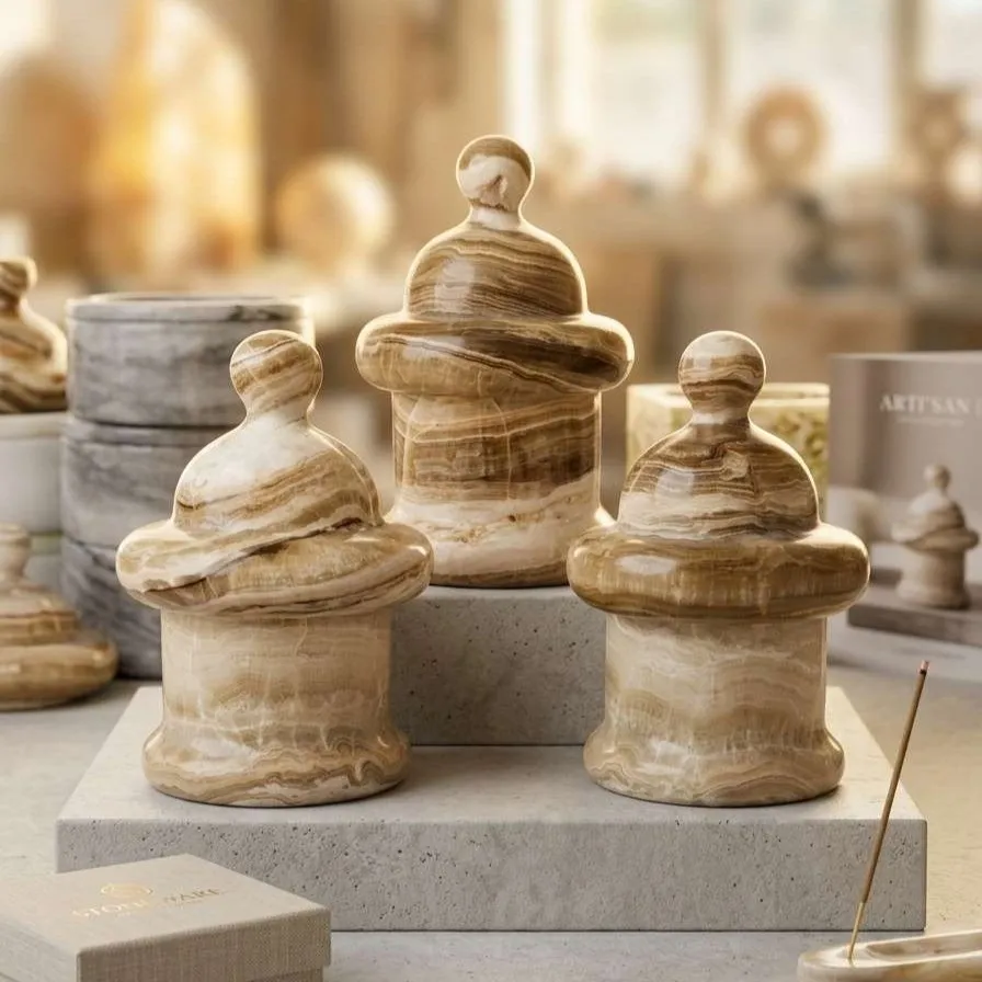 Light luxury marble storage tank incense storage jewelry box home desktop stone decoration