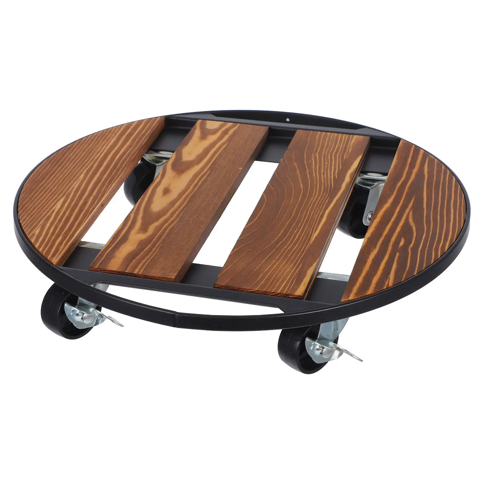 Bai You Mei Sottovaso Con Ruote Girevoli 25 Cm - Portavasi Mobile In Legno, Capacità 89,9 Kg, Con Freni - 3