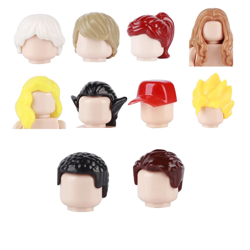 City Figures Hair Headwear MOC Hairstyle Building Blocks Body Parts Man Woman Girl Boy Heads DIY Accessories Bricks Toys Gifts