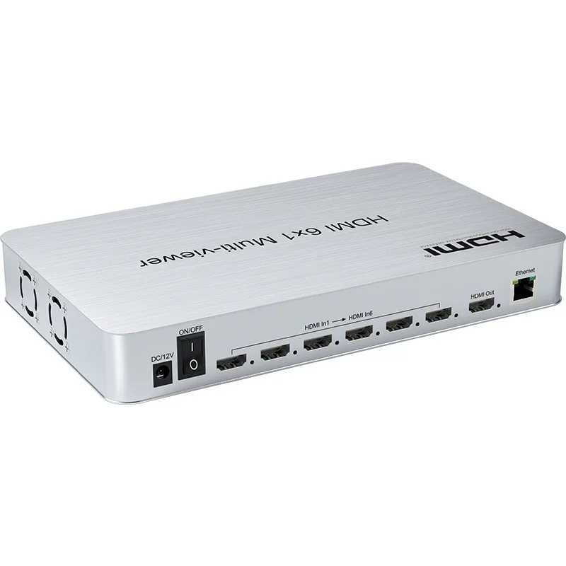 6x1 HDMI KVM Multi Viewer 6 In 1 Out Video Multi Viewer with KVM Switcher Support USB Mouse Keyboard with PIP Zoom In Out Rotate