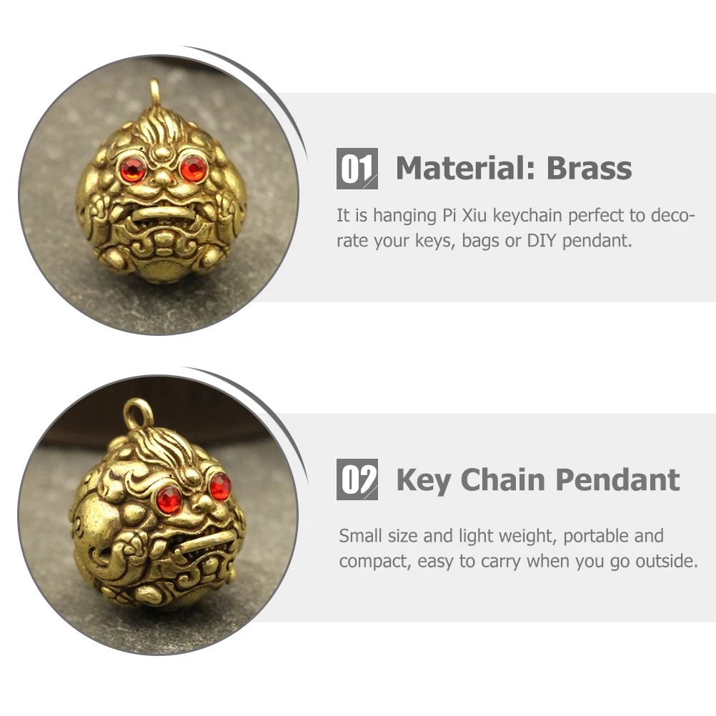 

1pcs Brass Pixiu Keychain Pendant Creative Chinese Style Hanging Decor For Backpack Suitcase Car Key Ring Durable Lightweight