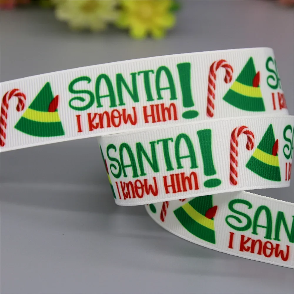 DUWES 50yards Christmas Santa Sock Printed Grosgrain Ribbon Akcesoria Nakrycia głowy Ozdoba Kołnierz DIY Szycie Rzemiosło D2442