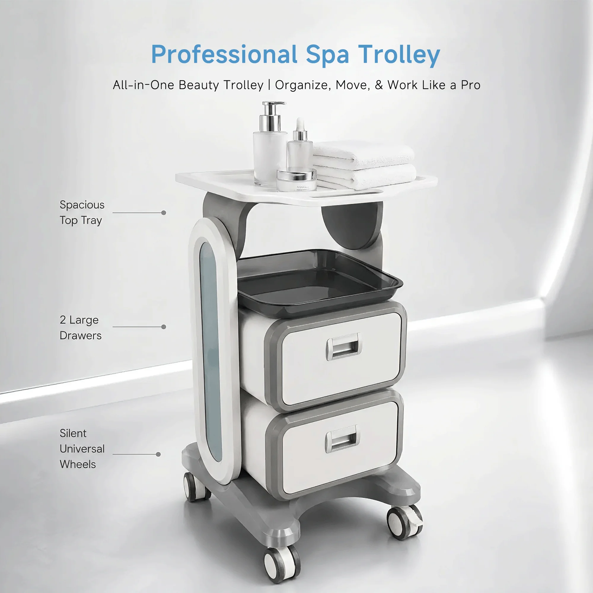 

Mobile Beauty Holder Instrument Rack Salon Rolling Metal Shelf for Facial Aesthetic Spa