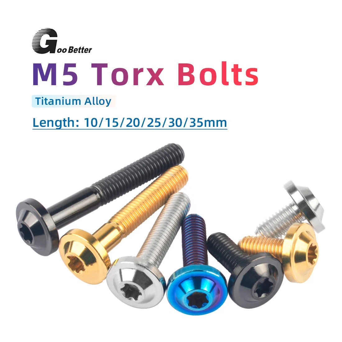 

5Pcs Titanium Bolt M5x10/15/20/25/30/35mm Torx Head Screw For Motorcycle modification