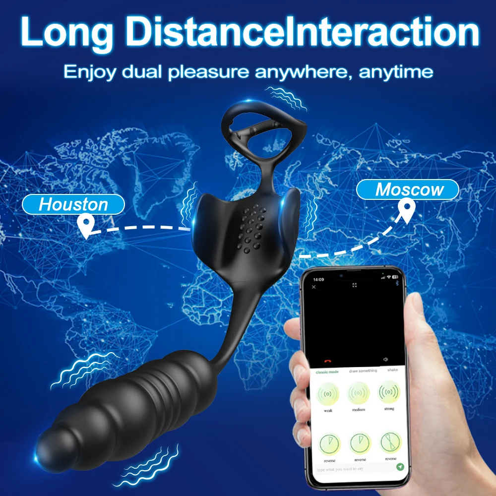 Vibrating Cock Rings With Anal Vibrator Dildo Prostate 9 Thrusting & Vibrating Modes P Spot Stimulation Sex Toy for Couples - view 4